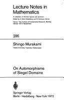 Front cover of On automorphisms of Siegel domains by Shingo Murakami