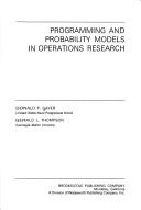 Front cover of Programming and probability models in operations research by Donald P. Gaver