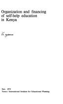 Front cover of Organization and financing of self-help education in Kenya by Anderson, John E.