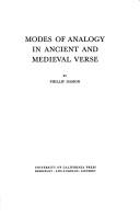 Front cover of Modes of analogy in ancient and medieval verse by Phillip Damon