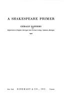 Front cover of A Shakespeare primer by Gerald De Witt Sanders