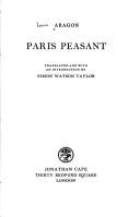 Front cover of Le paysan de Paris by Louis Aragon