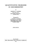 Cover of Quantitative problems in biochemistry by Edwin A. Dawes