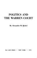 Cover of Politics and the Warren Court by Alexander M. Bickel