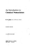 Front cover of An introduction to chemical nomenclature by R. S. Cahn