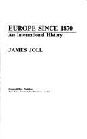 Front cover of Europe since 1870 by James Joll