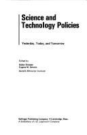 Front cover of Science and technology policies, yesterday, today, and tomorrow by Gabor Strasser