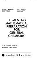 Front cover of Elementary mathematical preparation for general chemistry by William L. Masterton