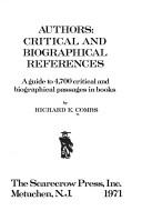 Cover of Authors: critical & biographical references by Richard E. Combs