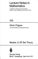 Front cover of Models of ZF-set theory by Ulrich Felgner