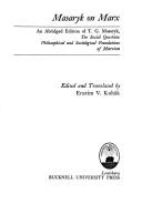 Front cover of Masaryk on Marx by Tomáš Garrigue Masaryk