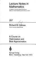 Cover of A course on optimization and best approximation by Richard B. Holmes