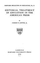Cover of Editorial treatment of education in the American press by Charles Richard Foster