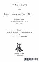 Front cover of Pamphlets on the Constitution of the United States by Paul Leicester Ford
