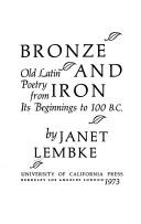 Cover of Bronze and iron by Janet Lembke