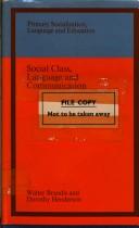 Front cover of Social class, language and communication by W. Brandis