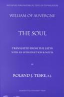Front cover of The soul by William of Auvergne, Bishop of Paris