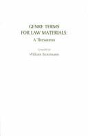 Front cover of Genre Terms for Law Materials by William Benemann