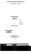 Front cover of Autobiography as literature by Remy O. Oriaku