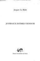 Front cover of Journaux intimes viennois by Jacques Le Rider
