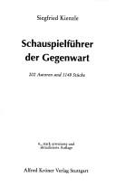 Cover of Schauspielführer der Gegenwart by Siegfried Kienzle