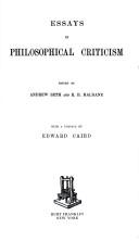 Front cover of Essays in philosophical criticism by Andrew Seth Pringle-Pattison