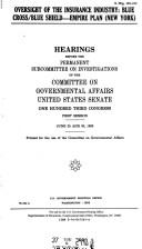 Cover of Oversight of the insurance industry by United States. Congress. Senate. Committee on Governmental Affairs. Permanent Subcommittee on Investigations.