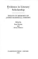 Front cover of Evidence in literary scholarship by James Marshall Osborn