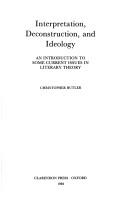 Cover of Interpretation, deconstruction, and ideology by Christopher Butler
