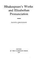 Front cover of Shakespeare's works and Elizabethan pronunciation by Fausto Cercignani