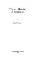 Front cover of Thomas Harriot, a biography by John William Shirley