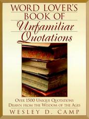 Front cover of Word lover's book of unfamiliar quotations by Wesley Douglass Camp