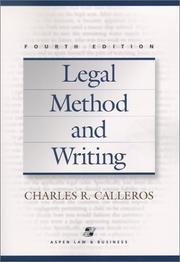 Cover of Legal method and writing by Charles R. Calleros