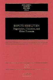 Cover of Dispute resolution by Stephen B. Goldberg