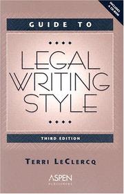 Cover of Guide to legal writing style by Terri LeClercq