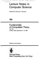 Front cover of Fundamentals of computation theory by FCT '85 (1985 Cottbus, Germany)