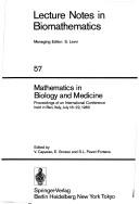 Front cover of Mathematics in biology and medicine by V. Capasso
