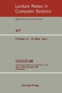 Front cover of COLOG-88 by International Conference on Computer Logic (1988 Tallinn, Estonia)