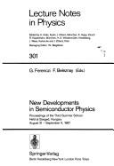 Front cover of New developments in semiconductor physics by György Ferenczi