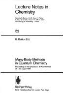 Cover of Many-body methods in quantum chemistry by U. Kaldor