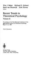 Cover of Recent trends in theoretical psychology by International Society for Theoretical Psychology. Conference