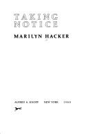 Cover of Taking notice by Marilyn Hacker