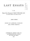 Cover of Last essays by F. Max Müller