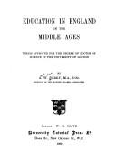 Front cover of Education in England in the Middle Ages by Albert William Parry