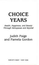 Cover of Choice Years by Judith Paige