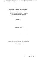 Front cover of Education, training and employment by Australia. Committee of Inquiry into Education and Training.