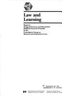 Front cover of Law and learning by Social Sciences and Humanities Research Council of Canada. Consultative Group on Research and Education in Law.