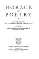 Cover of Horace on poetry by C. O. Brink