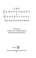 Front cover of The Temperament of Generations by Lee, Jenny