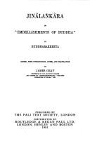 Front cover of Jinâlaṅkâra, or, Embellishments of Buddha by Buddharakkhita Mahathera.